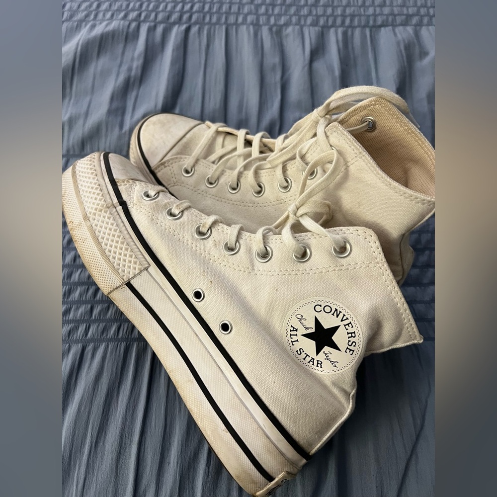 Converse Platform High Top Sneakers - Off-White with Black Accents women’s 7.5